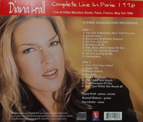 Diana Krall / Complete Live In Paris 1996 STEREO SOUNDBOARD (2CDR)