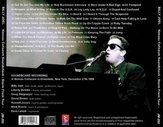 Billy Joel / Nassau Coliseum Soundcheck Storm Front Tour (1CDR)