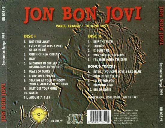 BON JOVI / DESTINATION EUROPE 1997 (2CDR)