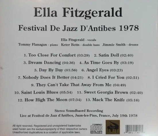 Ella Fitzgerald / Festival De Jazz D'Antibes 1978 STEREO SOUNDBOARD (1CDR)