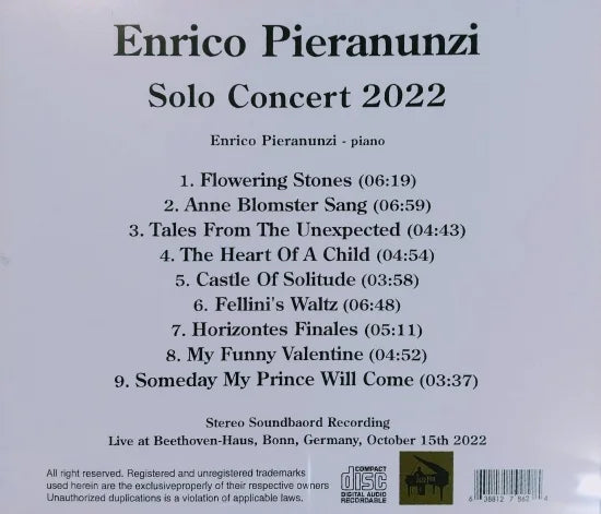 Enrico Pieranunzi / Solo Concert 2022 STEREO SOUNDBOARD (1CDR)