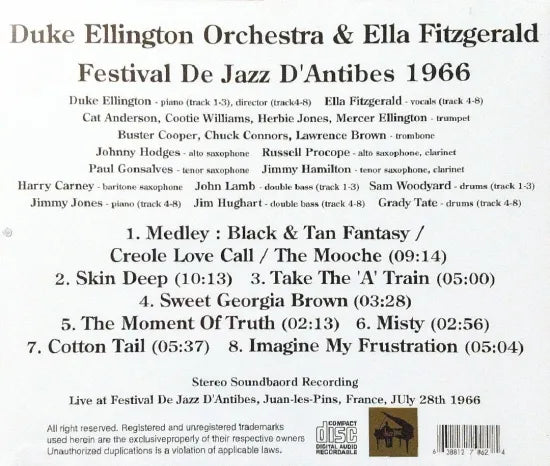 Duke Ellington Orchestra & Ella Fitzgerald / Festival De Jazz D'Antibes 1966 STEREO SOUNDBOARD (1CDR)