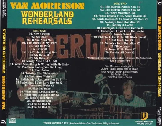 VAN MORRISON / WONDERLAND REHEARSALS (2CDR)