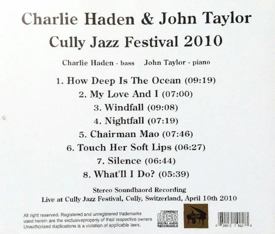 Charlie Haden & John Taylor / Cully Jazz Festival 2010 STEREO SOUNDBOARD (1CDR)