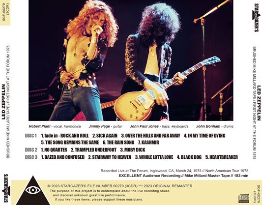 LED ZEPPELIN / BRUSHED MIKE MILLARD TAPE FIRST NIGHT AT THE FORUM 1975 (3CDR)