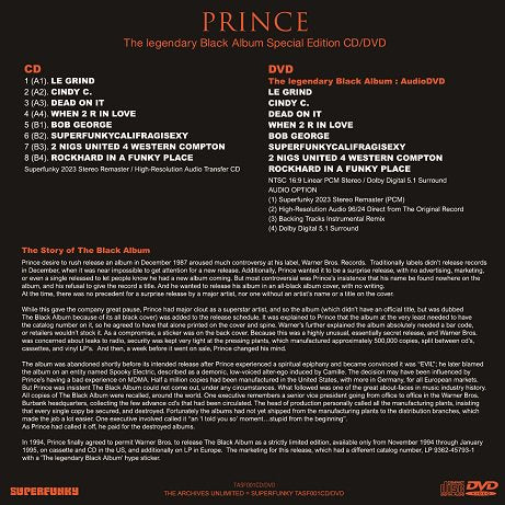 PRINCE / THE LEGENDARY BLACK ALBUM SUPERFUNKY SPECIAL EDITION (1CD+1DVD)