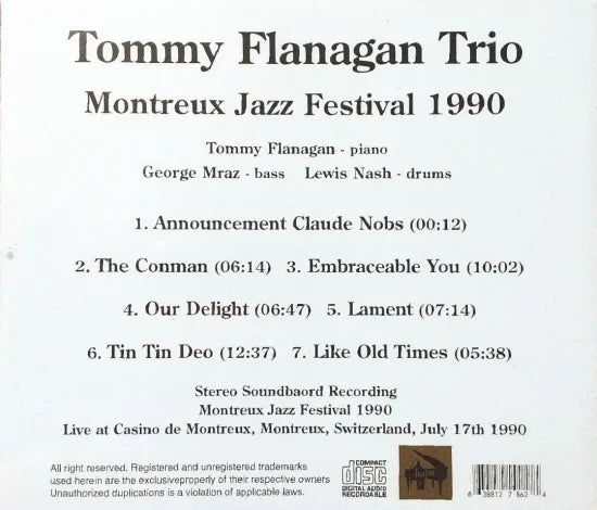 TOMMY FLANAGAN TRIO / Montreux Jazz Festival 1990 STEREO SOUNDBOARD (1CDR)