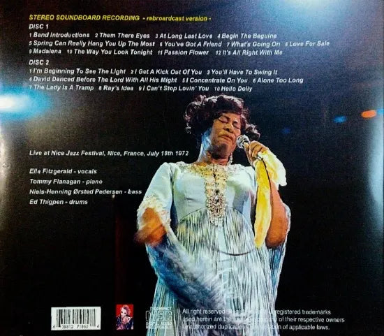 Ella Fitzgerald / Nice Jazz Festival 1972 rebroardcast version STEREO SOUNDBOARD (2CDR)