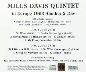 Miles Davis Quintet / in Europe 1963 Another 2 Days SOUNDBOARD (2CDR)