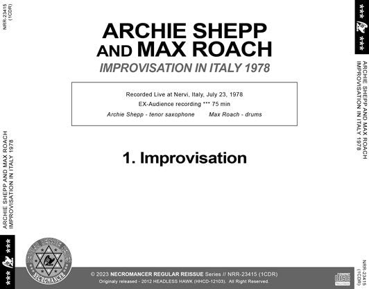 ARCHIE SHEPP AND MAX ROACH / IMPROVISATION IN ITALY 1978 (1CDR)