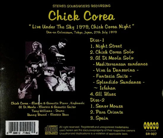 Chick Corea / Live Under The Sky 1979 STEREO SOUNDBOARD (2CDR)