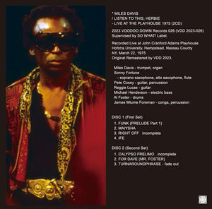 MILES DAVIS / LISTEN TO THIS, HERBIE LIVE AT THE PLAYHOUSE 1975 (2CD)