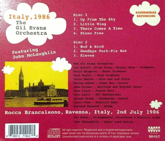 Gil Evans Orchestra featuring John McLaughlin / Italy, 1986 SOUNDBOARD (2CDR)