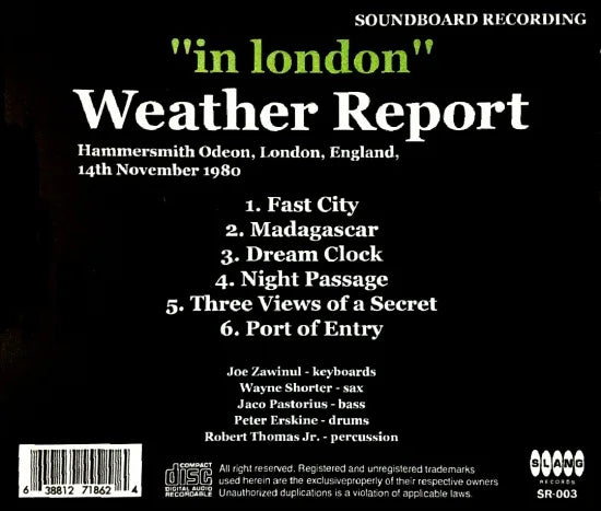 WEATHER REPORT / in london SOUNDBOARD (1CDR)