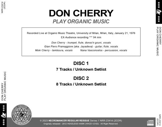 DON CHERRY / PLAY ORGANIC MUSIC (2CDR)