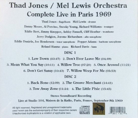 Thad Jones / Mel Lewis Orchestra Complete Live in Paris 1969 (2CDR)