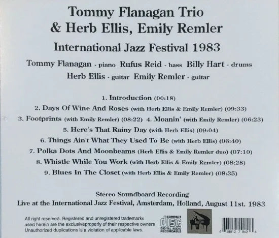 Tommy Flanagan Trio & Herb Ellis, Emily Remler / International Jazz Festival 1983 STEREO SOUNDBOARD (1CDR)