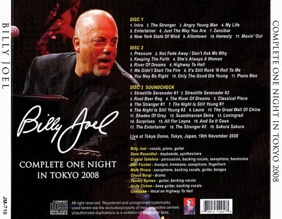 BILLY JOEL / COMPLETE ONE NIGHT IN TOKYO 2008 (3CDR)