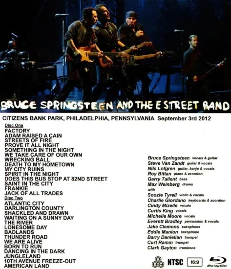 BRUCE SPRINGSTEEN & THE E STREET BAND / PHILADELPHIA, PENNSYLVANIA SEPTEMBER 3RD 2012 (1BDR)