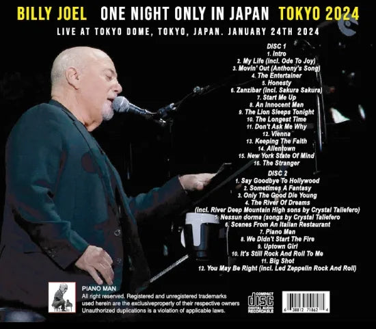 BILLY JOEL / ONE NIGHT ONLY IN JAPAN TOKYO 2024 (2CDR)