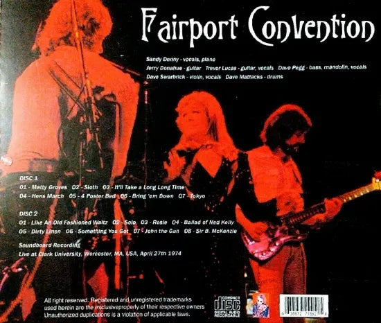 Fairport Convention with Sandy Denny / Live Convention SOUNDBOARD (2CDR)