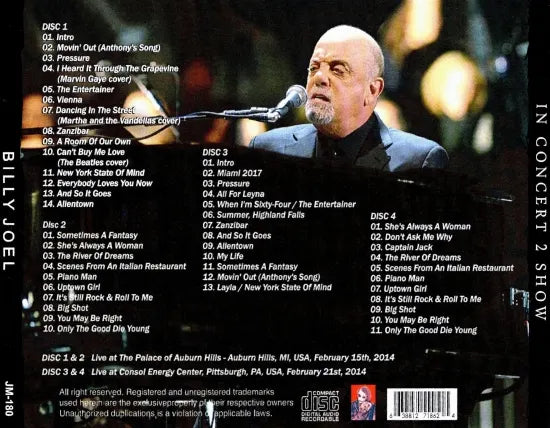 BILLY JOEL / IN CONCERT 2 SHOW (4CDR)