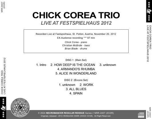 CHICK COREA TRIO / LIVE AT FESTSPIELHAUS 2012 (2CDR)