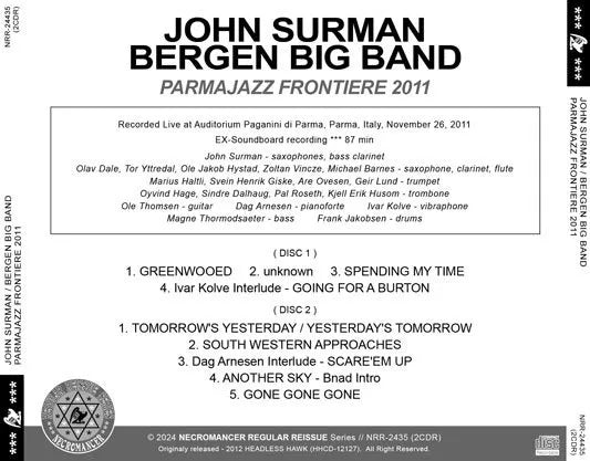 JOHN SURMAN / BERGEN BIG BAND PARMAJAZZ FRONTIERE 2011 (2CDR)