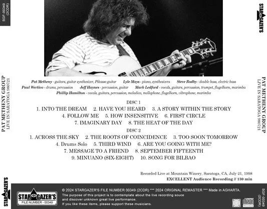 PAT METHENY GROUP / LIVE IN SARATOGA 980721 (2CDR)