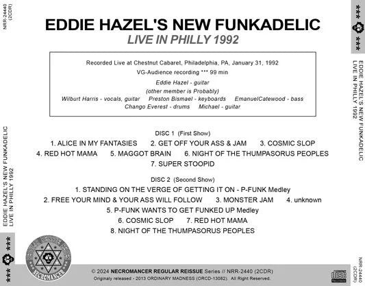 EDDIE HAZEL'S NEW FUNKADELIC / LIVE IN PHILLY 1992 (2CDR)