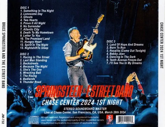 BRUCE SPRINGSTEEN AND THE E STREET BAND / CHASE CENTER 2024 1ST NIGHT STEREO SOUNDBOARD (3CDR)