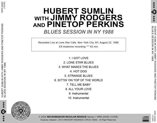 HUBERT SUMLIN WITH JIMMY RODGERS AND PINETOP PERKINS / BLUES SESSION IN NY 1988 (1CDR)