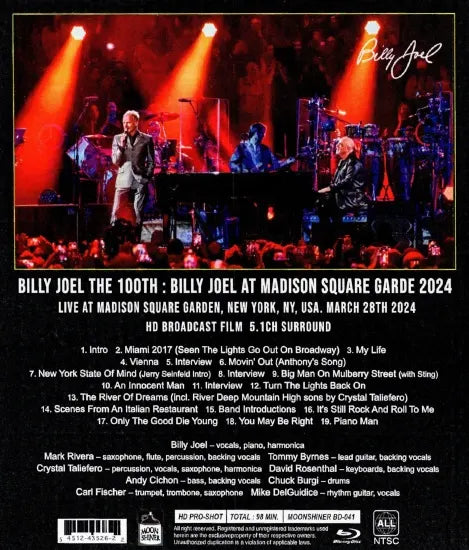 BILLY JOEL / THE 100TH BILLY JOEL AT MADISON SQUARE GARDEN 2024 PRO-SHOT (1BDR)