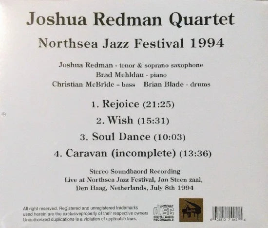 Joshua Redman Quartet / Northsea Jazz Festival 1994 STEREO SOUNDBOARD (1CDR)