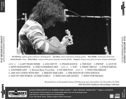 PAT METHENY GROUP / LIVE IN ESCONDIDO 021119 (3CDR)