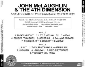 JOHN McLAUGHLIN & THE 4TH DIMENSION / LIVE AT BERKLEE PERFORMANCE CENTER 2013 (2CDR)