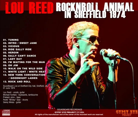 LOU REED / ROCK'N'ROLL ANIMAL IN SHEFFIELD 1974 STEREO SOUNDBOARD (1CDR)