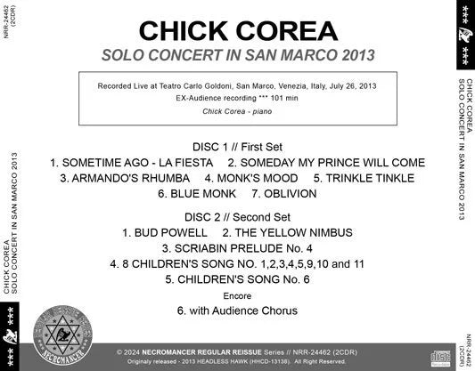 CHICK COREA / SOLO CONCERT IN SAN MARCO 2013 (2CDR)