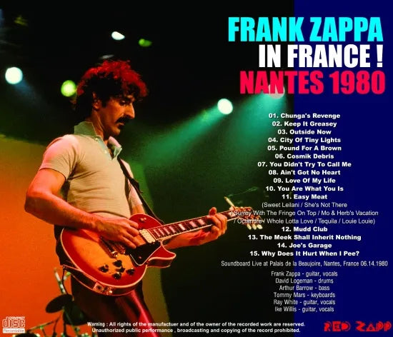 FRANK ZAPPA / IN FRANCE ! NANTES 1980 (1CDR)