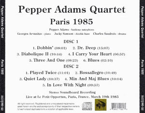 Pepper Adams Quartet / Paris 1985 STEREO SOUNDBOARD (2CDR)