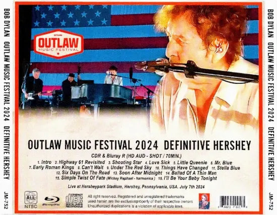 BOB DYLAN / OUTLAW MUSIC FESTIVAL 2024 DEFINITIVE HERSHEY (1CDR+1BDR)