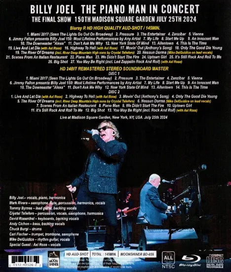 BILLY JOEL / THE FINAL SHOW 150TH MADISON SQUARE GARDEN JULY 25TH 2024 Stereo Soundbaord Master (1BDR+Bonus 2CDR)