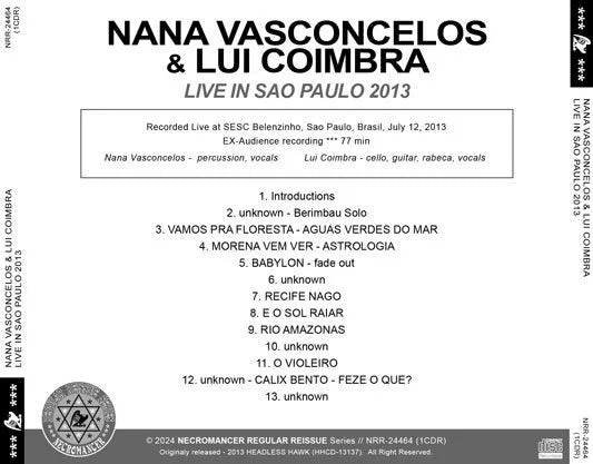 NANA VASCONCELOS & LUI COIMBRA / LIVE IN SAO PAULO 2013 (1CDR)