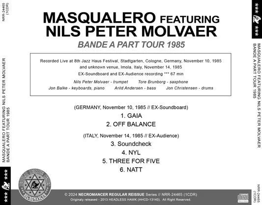 MASQUALERO FEATURING NILS PETER MOLVAER / BANDE A PART TOUR 1985 (1CDR)