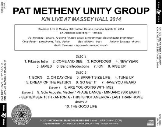 PAT METHENY UNITY GROUP / KIN LIVE AT MASSEY HALL 2014 (2CDR)