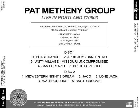 PAT METHENY GROUP / LIVE IN PORTLAND 770803 (2CDR)