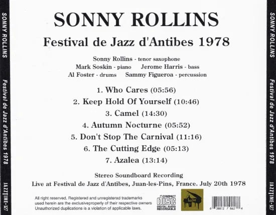 SONNY ROLLINS / Festival de Jazz d'Antibes 1978 STEREO SOUNDBOARD (1CDR)