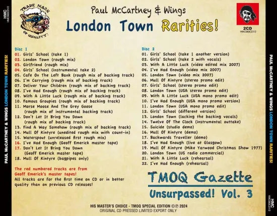 PAUL McCARTNEY & WINGS / London Town Rarities! (2CD)