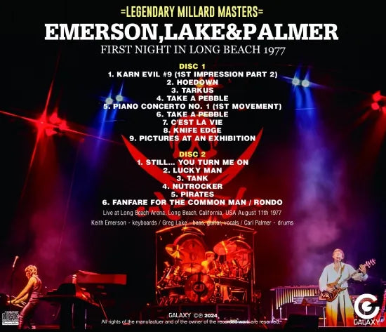 EMERSON, LAKE&PALMER / FIRST NIGHT IN LONG BEACH 1977 LEGENDARY MILLARD MASTERS (2CDR)