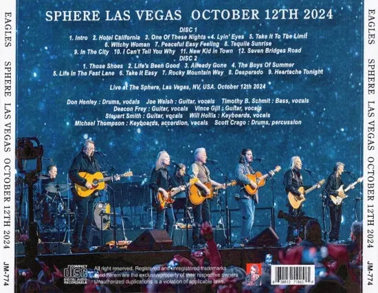 EAGLES / SPHERE LAS VEGAS OCTOBER 12TH 2024 (2CDR)